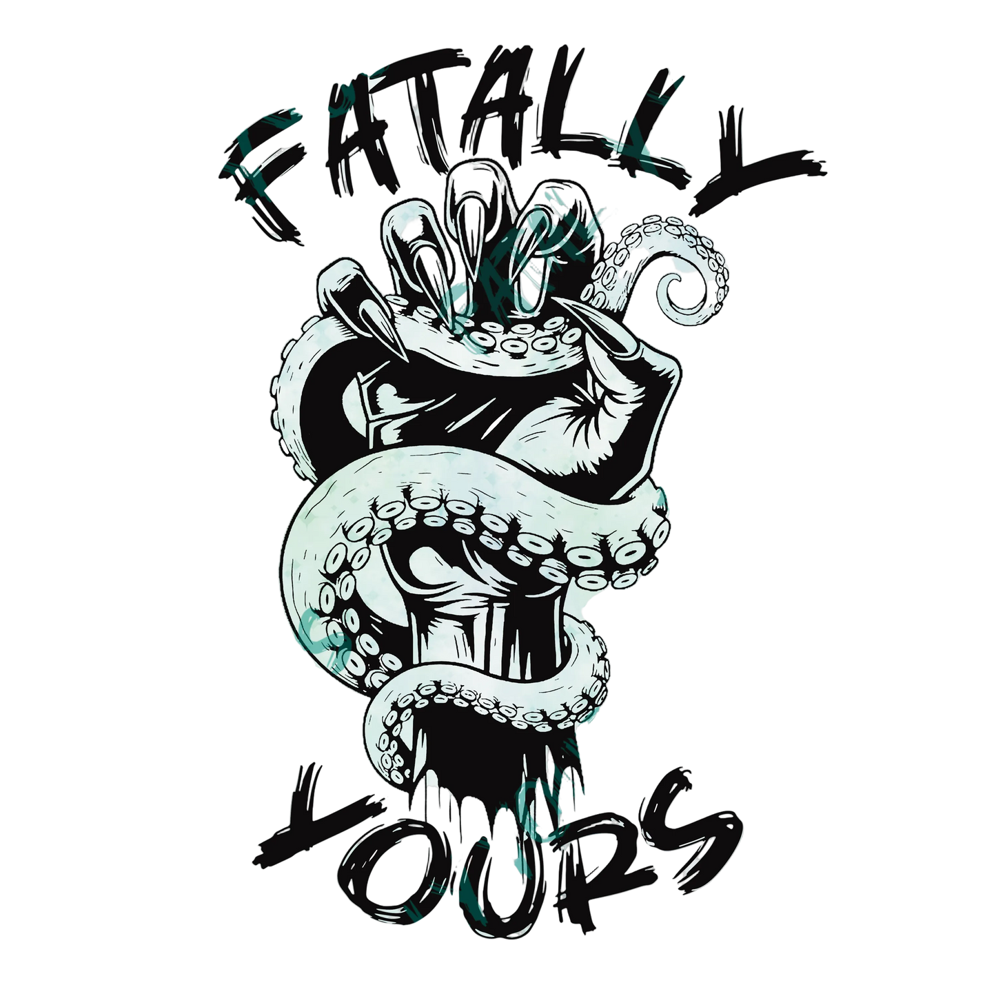 Fatally Yours Logo Sticker Black & White